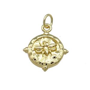 Copper Honeybee Charms Pendant Hammered Gold Plated, approx 12mm