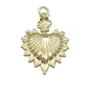 Copper Sacred Heart Pendant Gold Plated, approx 19mm, 6mm