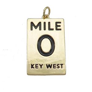 Copper Rectangle 0Mile Key West Black Enamel Gold Plated, approx 15-25mm