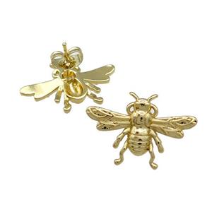 Copper Honeybee Stud Earring Gold Plated, approx 18-26mm