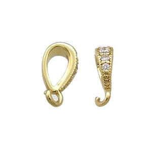 Copper Bail Pave Zircon Gold Plated, approx 5-7mm, 3mm hole