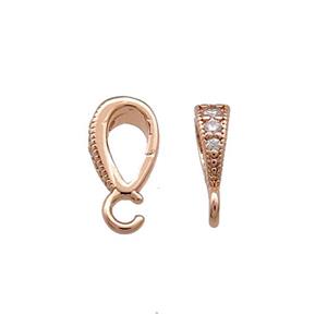 Copper Bail Pave Zircon Rose Gold, approx 5-7mm, 3mm hole