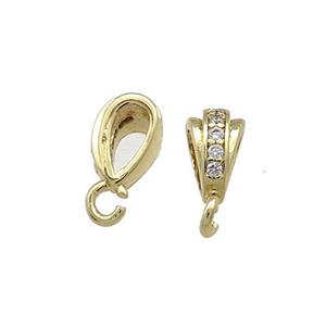 Copper Bail Pave Zircon Gold Plated, approx 4-6mm, 3mm hole