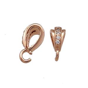 Copper Bail Pave Zircon Rose Gold, approx 4-6mm, 3mm hole