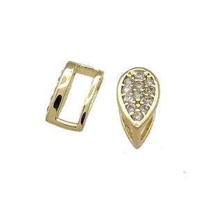Copper Bail Pave Zircon Gold Plated, approx 4-7mm, 2-5mm hole