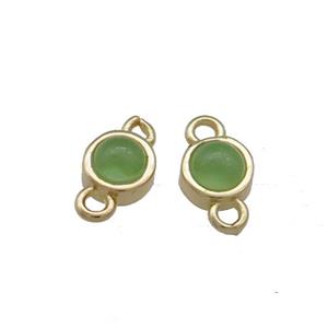 Copper Connector Pave Dye Jade Circle Gold Plated, approx 4mm