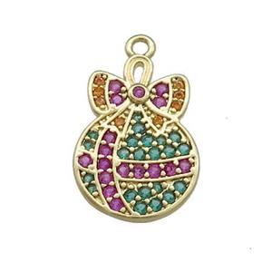 Christmas Gift Charms Copper Pendant Pave Zircon Gold Plated, approx 12-17mm