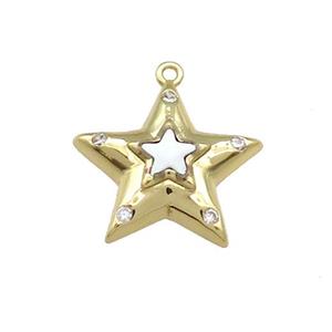 Copper Star Pendant Pave Zircon Gold Plated, approx 17mm