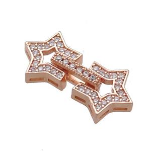 Copper Star Clasp Pave Zircon Rose Gold, approx 12-23mm