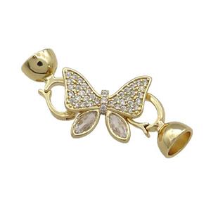 Copper Butterfly Clasp Pave Zircon Gold Plated, approx 14-18mm, 7.5-14mm
