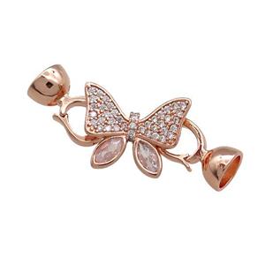 Copper Butterfly Clasp Pave Zircon Rose Gold, approx 14-18mm, 7.5-14mm