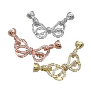 Copper Bowknot Clasp Pave Zircon Mixed, approx 15-30mm, 7.5-14mm