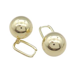 Copper Latchback Earrings Ball Gold Plated, approx 20mm, 12-20mm