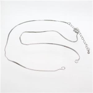 Copper Box Necklace Chain Platinum Plated, approx 1.2mm, 36-42cm length