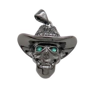 Copper Skull Pendant Pave Zircon Black Plated, approx 18-21mm