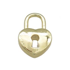 Copper Lock Pendant Heart 18K Gold Plated, approx 13-19mm