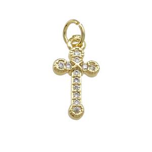 Copper Cross Pendant Pave Zircon Gold Plated, approx 8-13mm