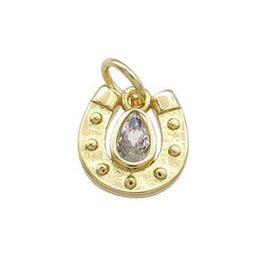 Copper Horseshoe Charms Pendant Pave Zircon Gold Plated, approx 10mm