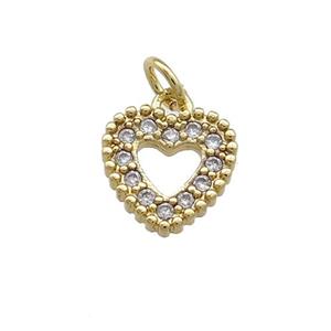 Copper Heart Pendant Pave Zircon Gold Plated, approx 11mm