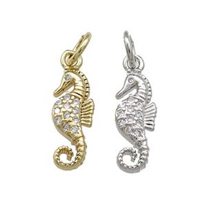 Copper Seahorse Charms Pendant Pave Zircon Mixed, approx 5-14mm