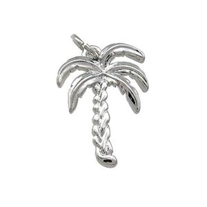 Coconut Tree Charms Copper Pendant Platinum Plated, approx 14-19mm