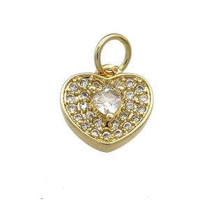 Copper Heart Pendant Pave Zircon Gold Plated, approx 10mm