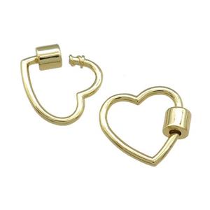 Copper Carabiner Clasp Heart Gold Plated, approx 19mm