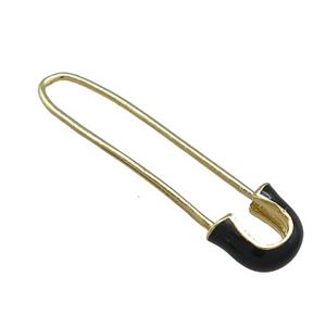 Copper Safety Pins Black Enamel Gold Plated, approx 9-38mm