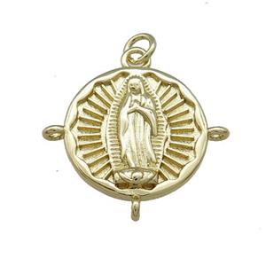 Copper Jesus Pendant Religious Medal Charms Circle Gold Plated, approx 18mm