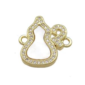 Copper Gourd Connector Pave Shell Zircon 18K Gold Plated, approx 15-18mm