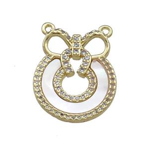Copper Bear Pendant Pave Shell Zircon 2loops 18K Gold Plated, approx 16-20mm