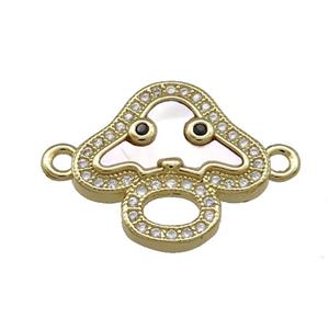 Copper Mushroom Charms Connector Pave Shell Zircon 18K Gold Plated, approx 18mm