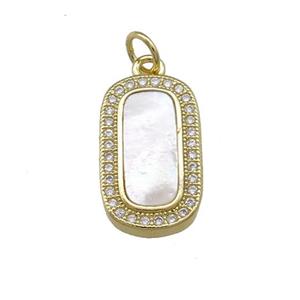 Copper Rectangle Pendant Pave Shell Zircon 18K Gold Plated, approx 10-17mm