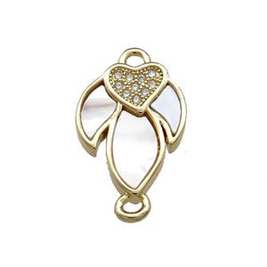 Copper Flower Connector Pave Shell Zircon 18K Gold Plated, approx 12-17mm