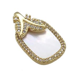 Copper Rectangle Pendant Pave Shell Zircon 18K Gold Plated, approx 14-23mm