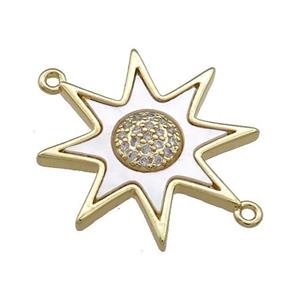 Copper Star Connector Pave Shell Zircon 18K Gold Plated, approx 23mm