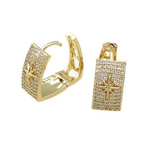 Copper Latchback Earrings Pave Zircon Gold Plated, approx 8-15-20mm