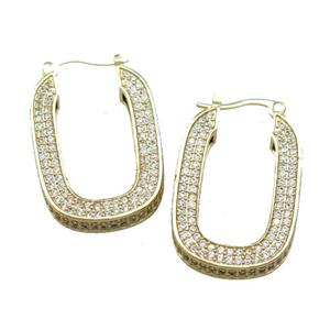 Copper Latchback Earrings Pave Zircon Gold Plated, approx 20-30mm