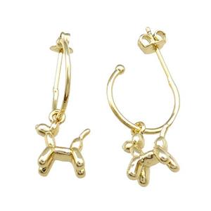 Copper Stud Earrings With Dog Charms Gold Plated, approx 10mm, 14mm dia