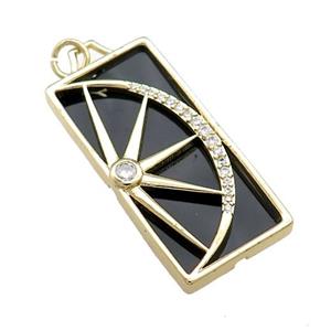 Copper Rectangle Pendant Pave Agate Zircon Star Moon Gold Plated, approx 15-30mm