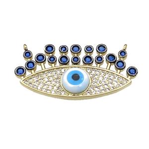 Evil Eye Charms Copper Pendant Pave Zircon 2loops Gold Plated, approx 16-32mm