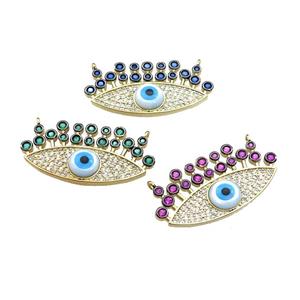Evil Eye Charms Copper Pendant Pave Zircon 2loops Gold Plated Mixed, approx 16-32mm