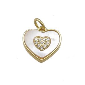 Copper Heart Pendant Pave Shell Zircon Gold Plated, approx 12mm