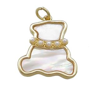 Bear Charms Copper Pendant Pave Shell Zircon Gold Plated, approx 17-18mm