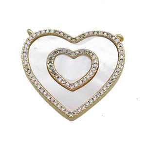 Copper Heart Pendant Pave Shell Zircon Gold Plated, approx 27mm