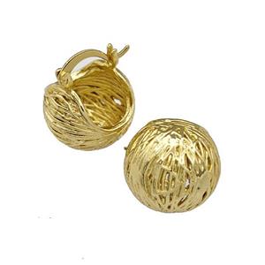 Copper Latchback Earrings Brushed Birds Nest Gold Plated, approx 18mm