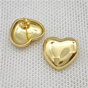 Copper Heart Stud Earrings Gold Plated, approx 17mm