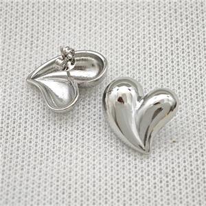 Copper Heart Stud Earrings Platinum Plated, approx 18.5mm
