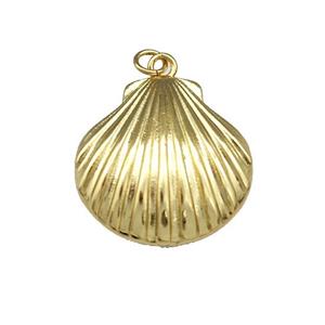 Clam Shell Charms Copper Pendant Gold Plated, approx 24-26mm