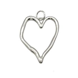 Copper Heart Pendant Platinum Plated, approx 18-25mm